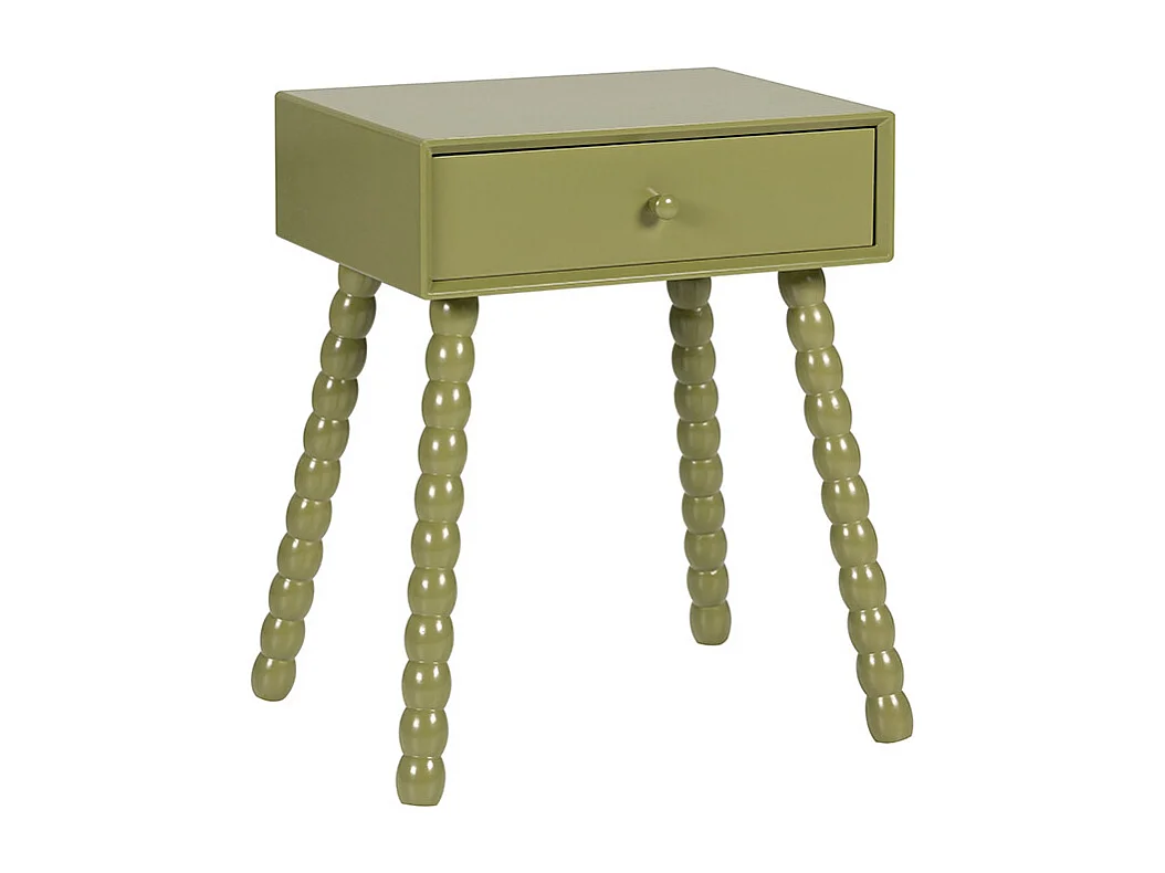 Enko - Table de chevet 1 tiroir en bois  - Vert olive