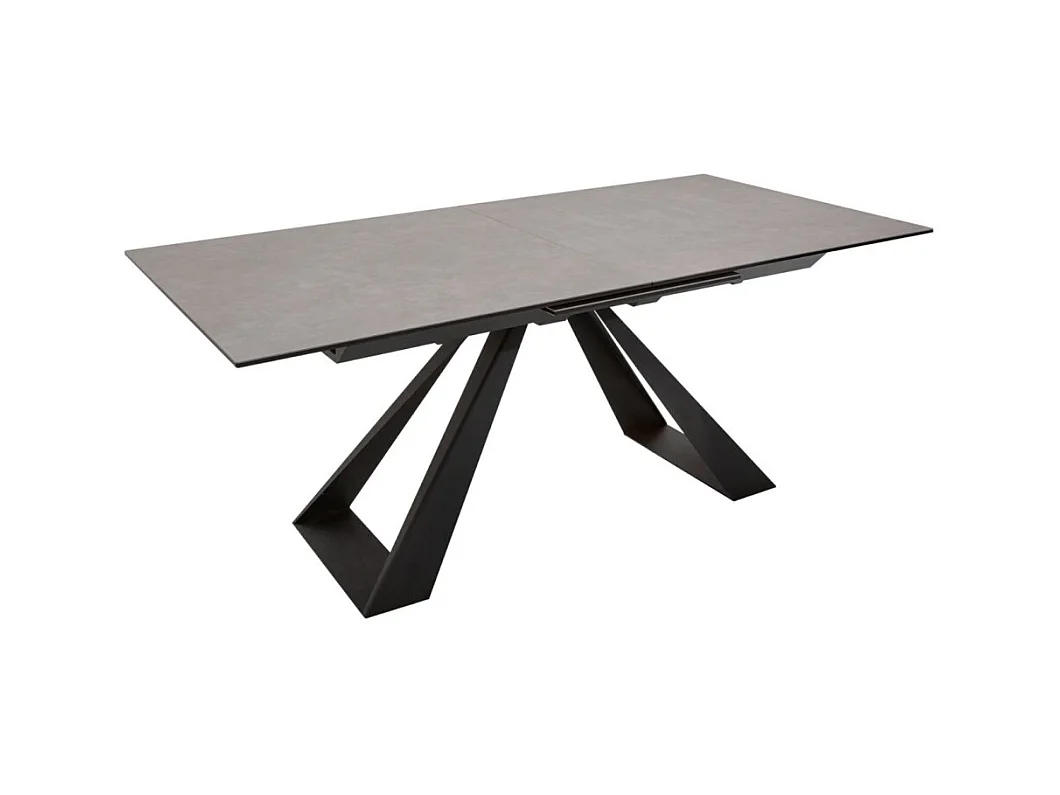Table de salle à manger OBLIKA – Extensible 180 à 230 cm – Céramique grise anthracite et métal