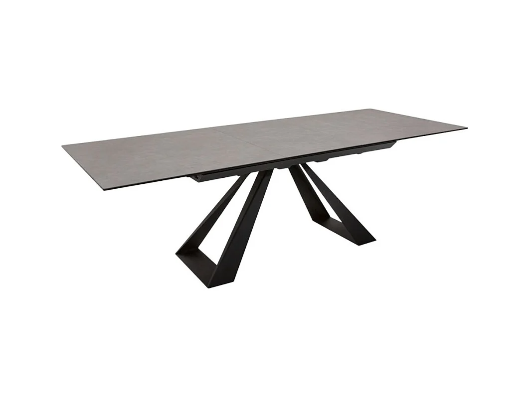 Table de salle à manger OBLIKA – Extensible 180 à 230 cm – Céramique grise anthracite et métal