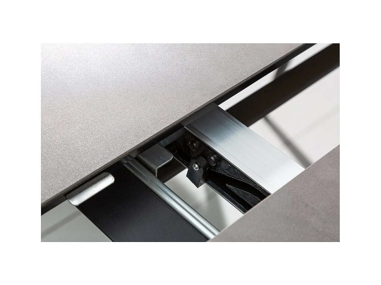 Table de salle à manger OBLIKA – Extensible 180 à 230 cm – Céramique grise anthracite et métal