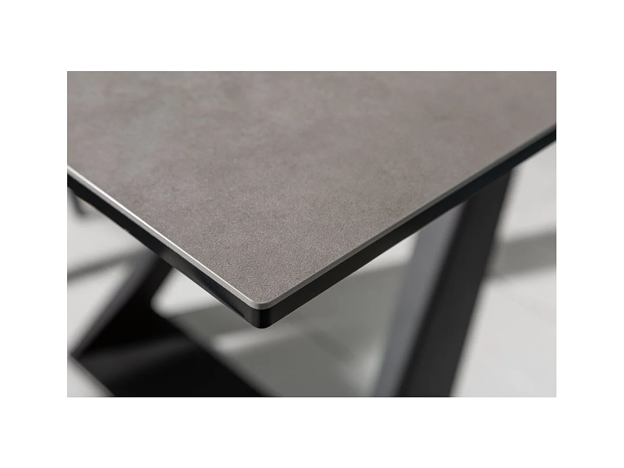 Table de salle à manger OBLIKA – Extensible 180 à 230 cm – Céramique grise anthracite et métal