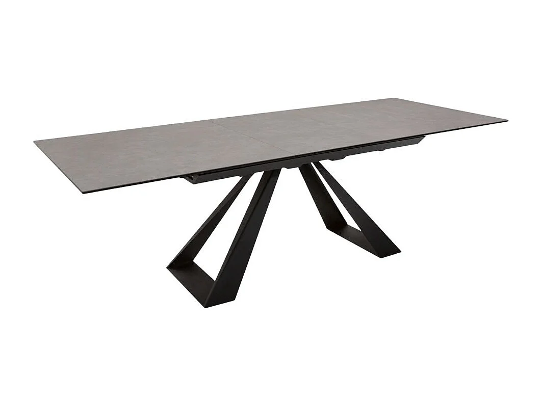 Table de salle à manger OBLIKA – Extensible 180 à 230 cm – Céramique grise anthracite et métal