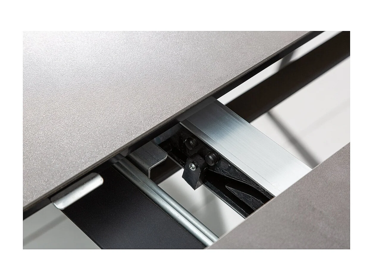 Table de salle à manger OBLIKA – Extensible 180 à 230 cm – Céramique grise anthracite et métal