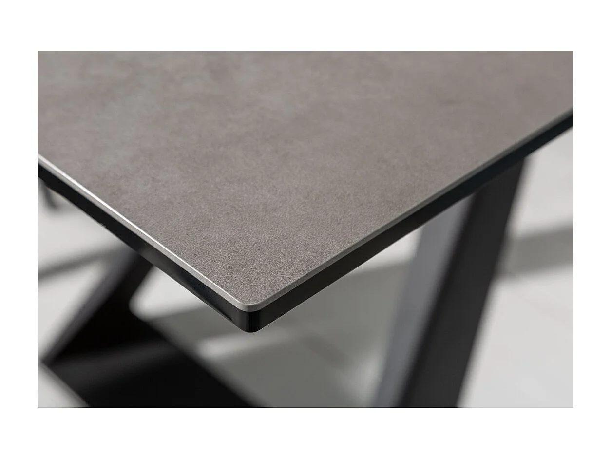 Table de salle à manger OBLIKA – Extensible 180 à 230 cm – Céramique grise anthracite et métal