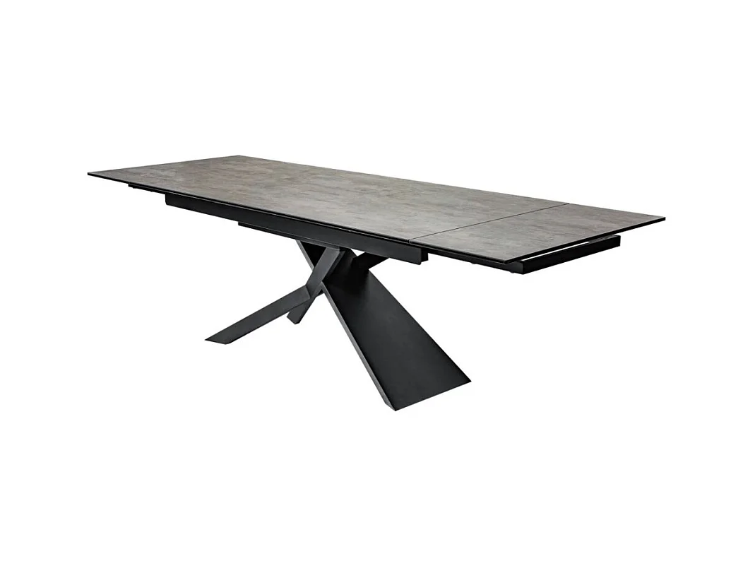 Table de salle à manger STELIX – Extensible 180 à 260 cm – Structure métal et plateau en verre trempé et céramique