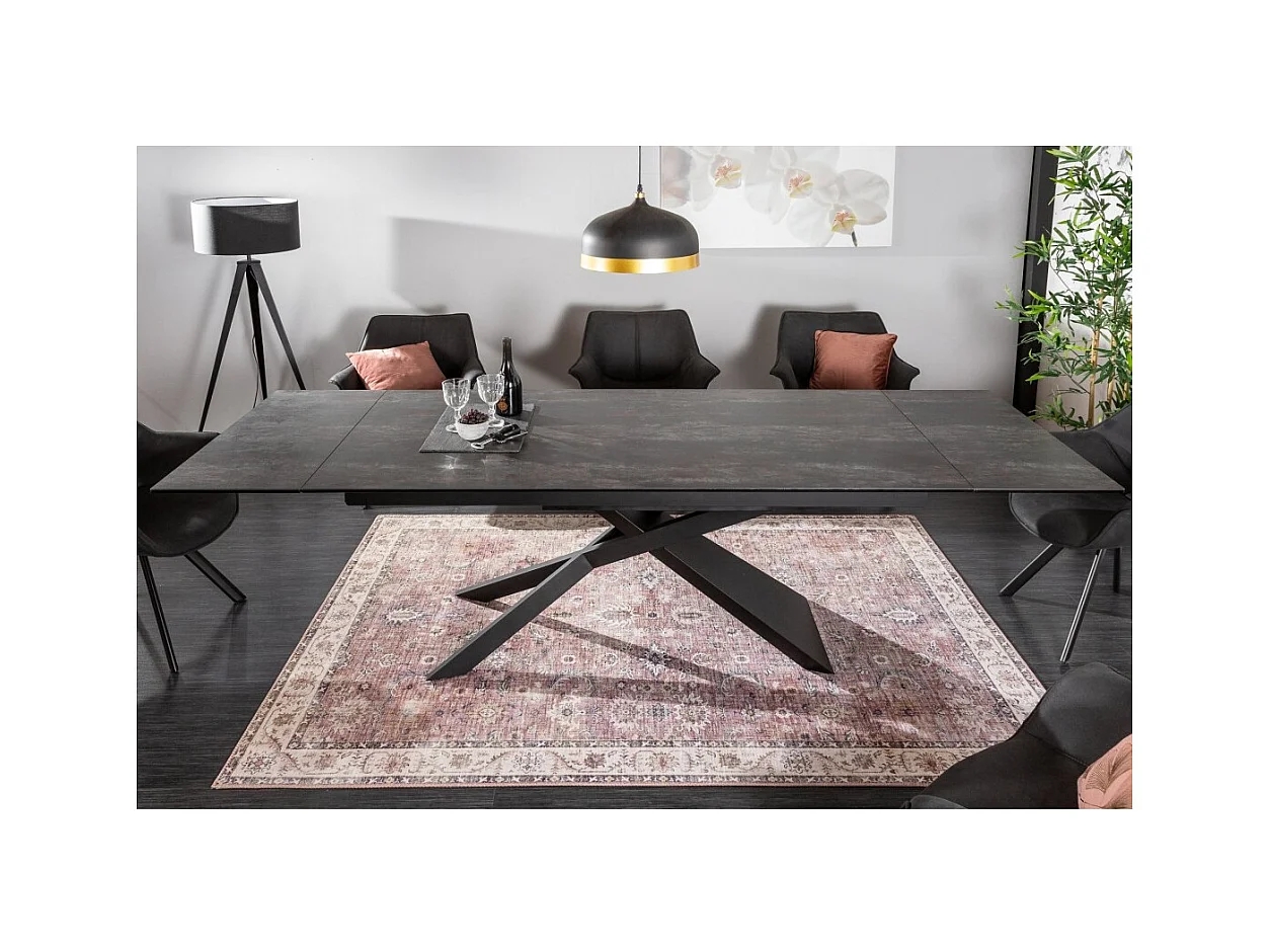Table de salle à manger STELIX – Extensible 180 à 260 cm – Structure métal et plateau en verre trempé et céramique