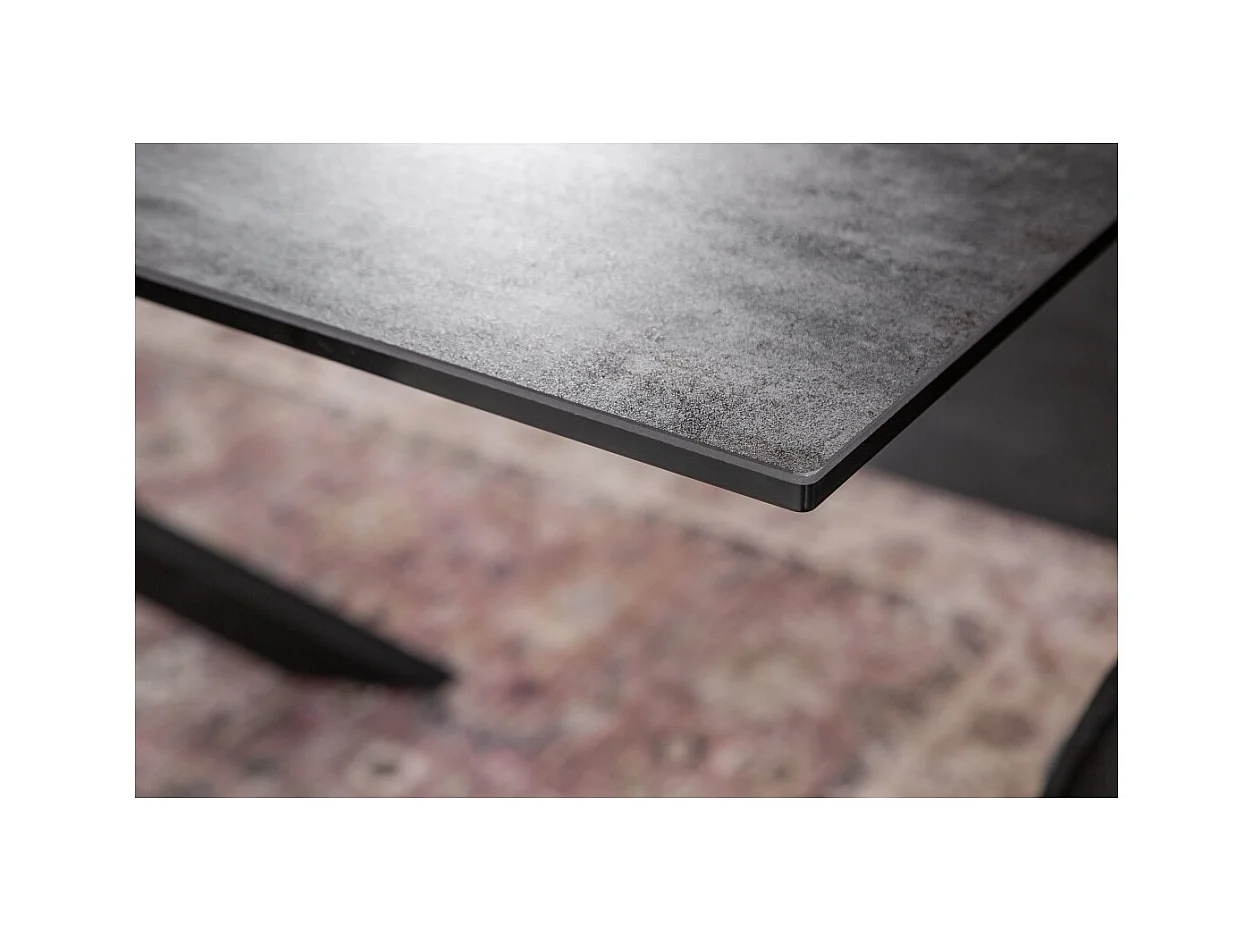 Table de salle à manger STELIX – Extensible 180 à 260 cm – Structure métal et plateau en verre trempé et céramique