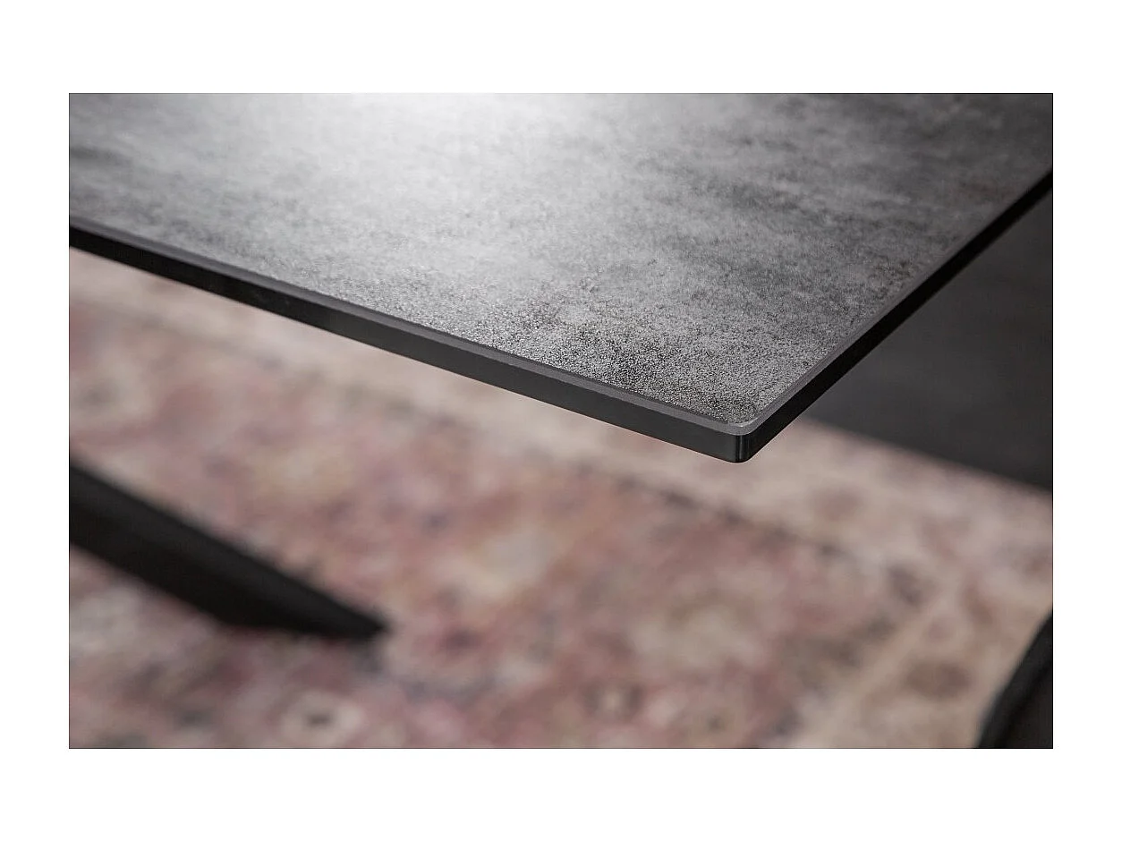 Table de salle à manger STELIX – Extensible 180 à 260 cm – Structure métal et plateau en verre trempé et céramique