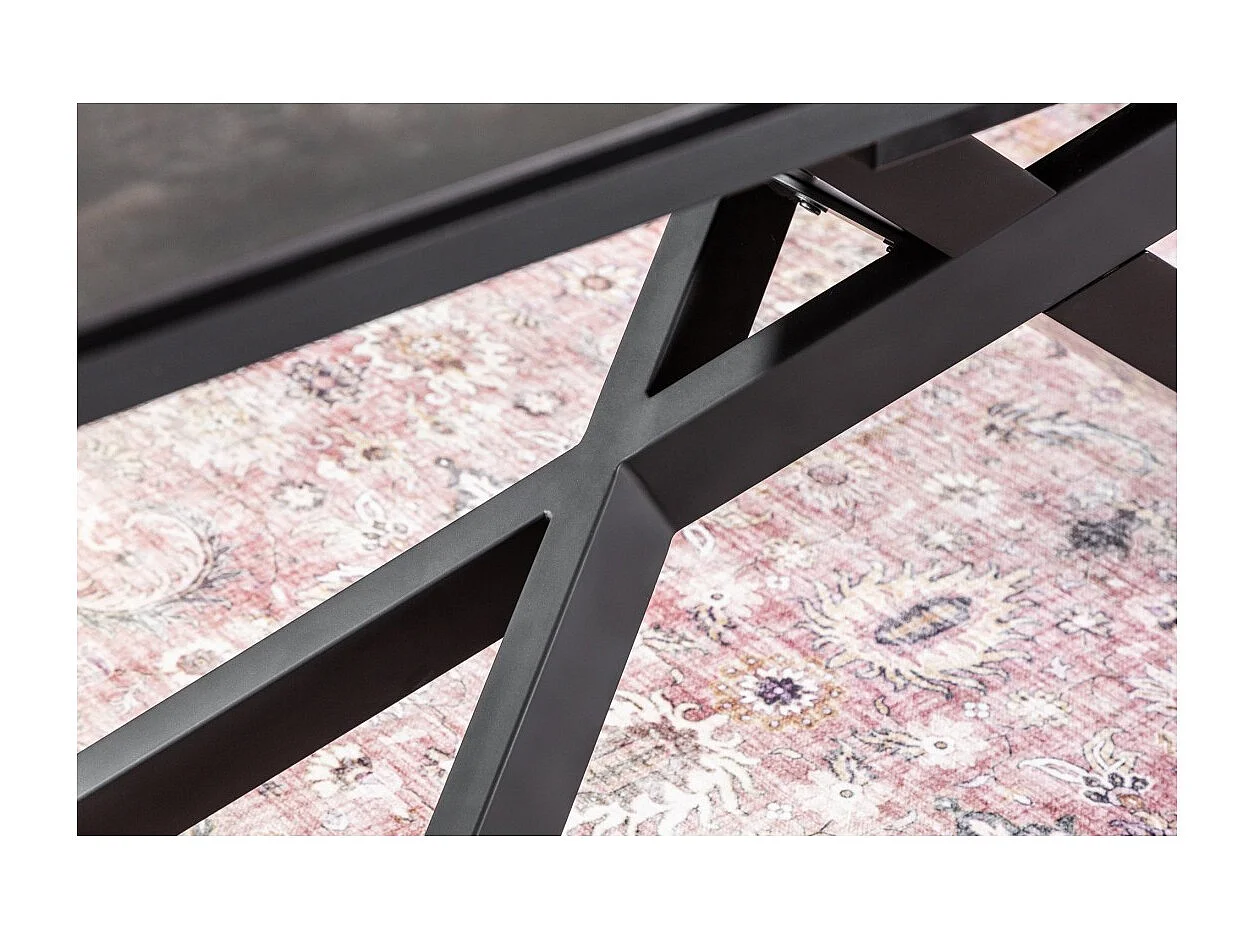 Table de salle à manger STELIX – Extensible 180 à 260 cm – Structure métal et plateau en verre trempé et céramique