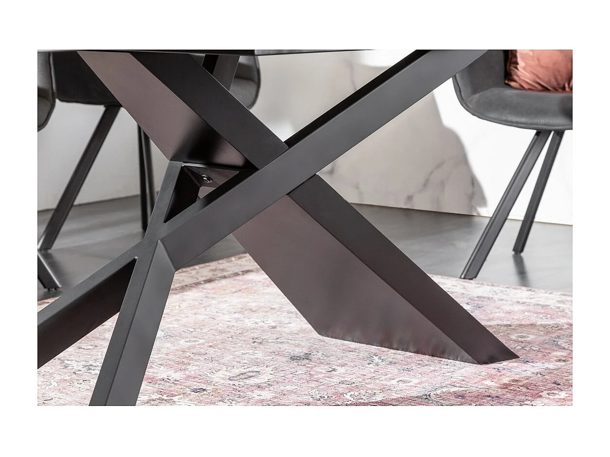 Table de salle à manger STELIX – Extensible 180 à 260 cm – Structure métal et plateau en verre trempé et céramique