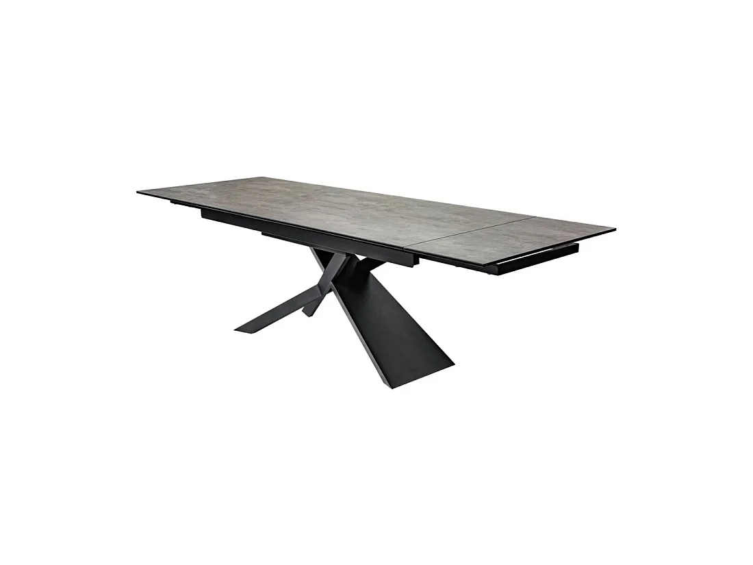 Table de salle à manger STELIX – Extensible 180 à 260 cm – Structure métal et plateau en verre trempé et céramique