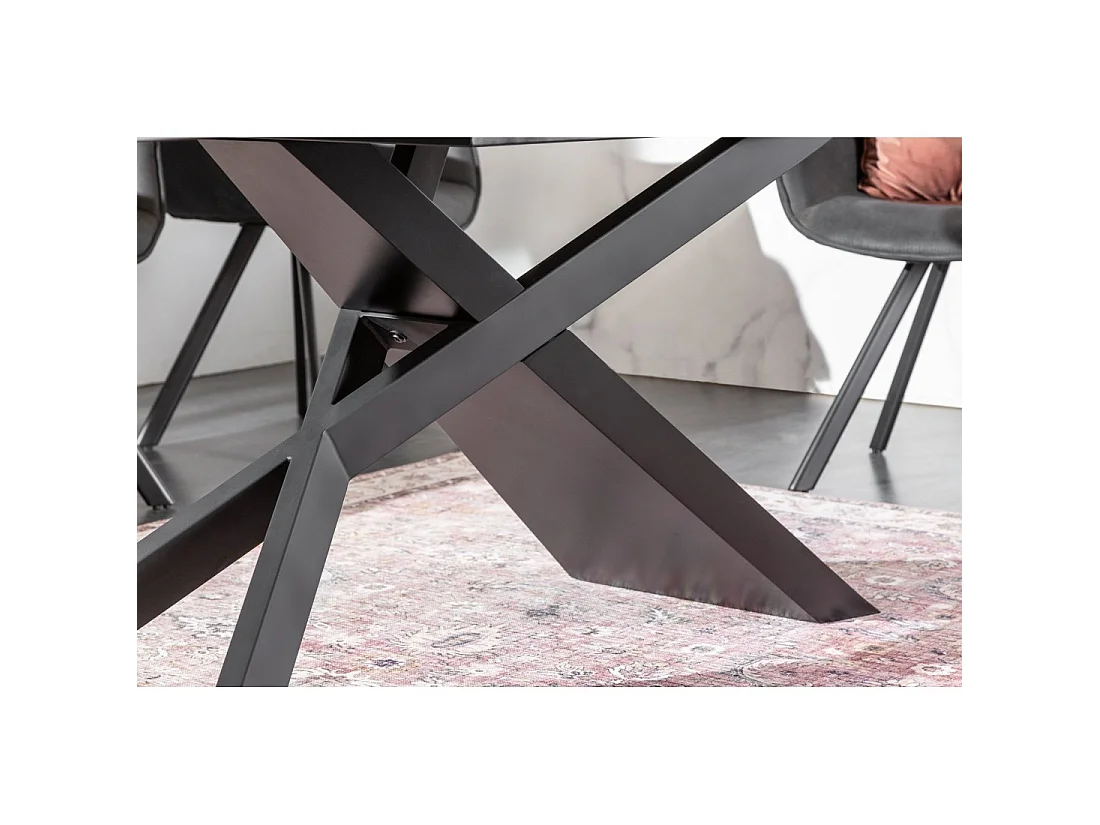 Table de salle à manger STELIX – Extensible 180 à 260 cm – Structure métal et plateau en verre trempé et céramique
