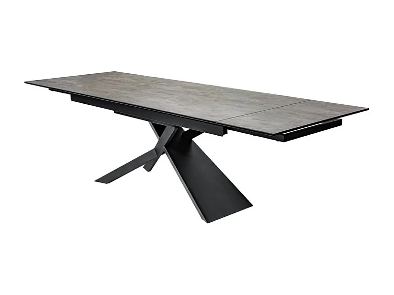 Table de salle à manger STELIX – Extensible 180 à 260 cm – Structure métal et plateau en verre trempé et céramique
