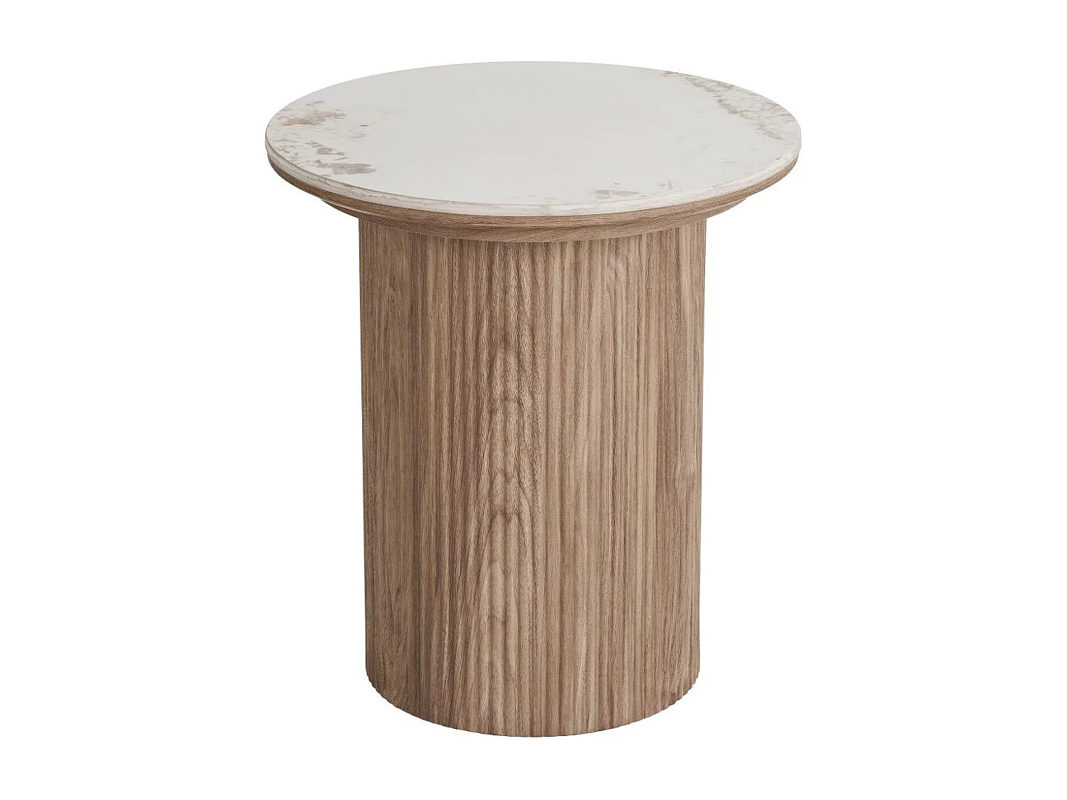 Isa table basse table d’angle Ø45 cm céramique blanche.