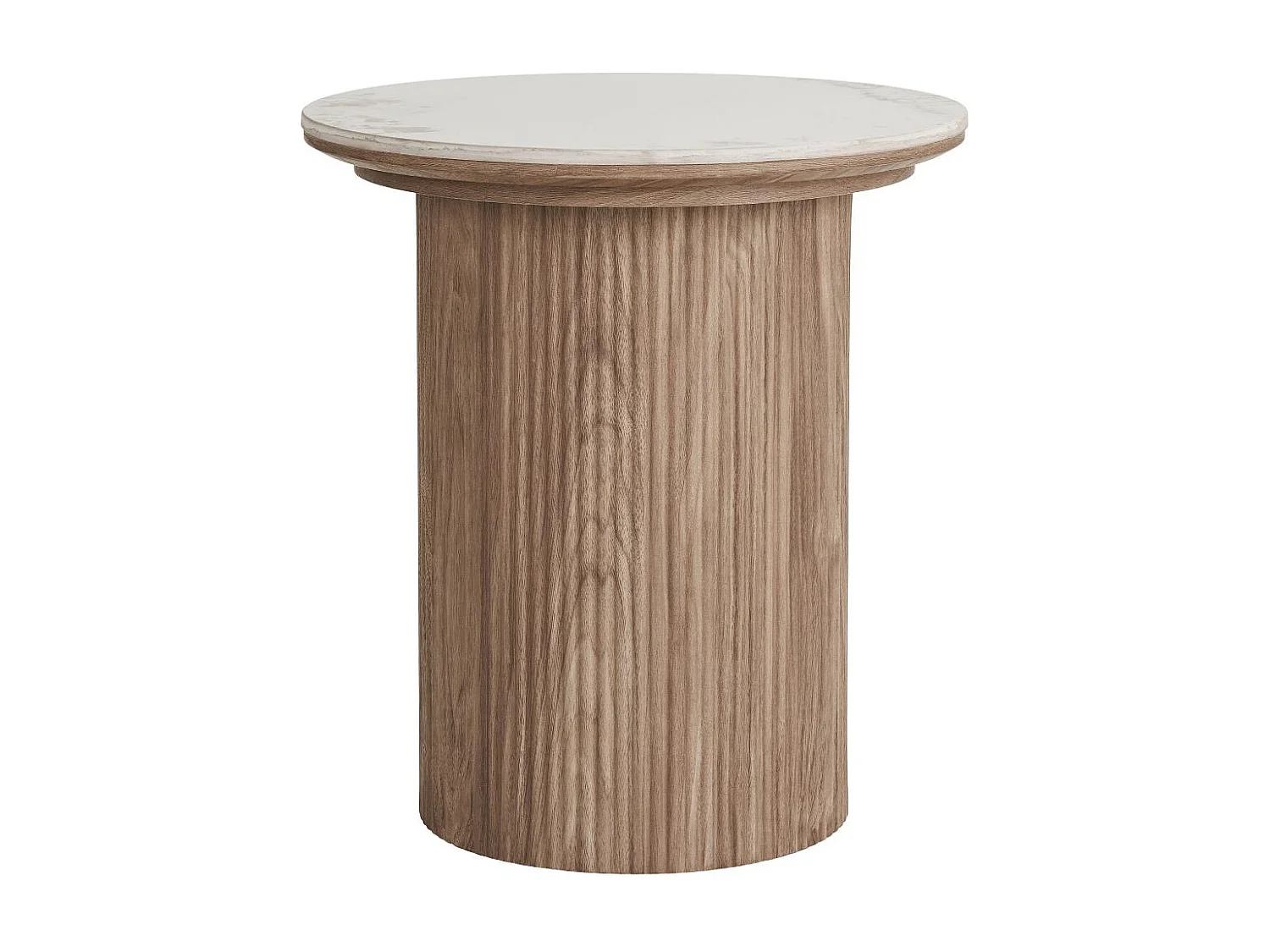 Isa table basse table d’angle Ø45 cm céramique blanche.