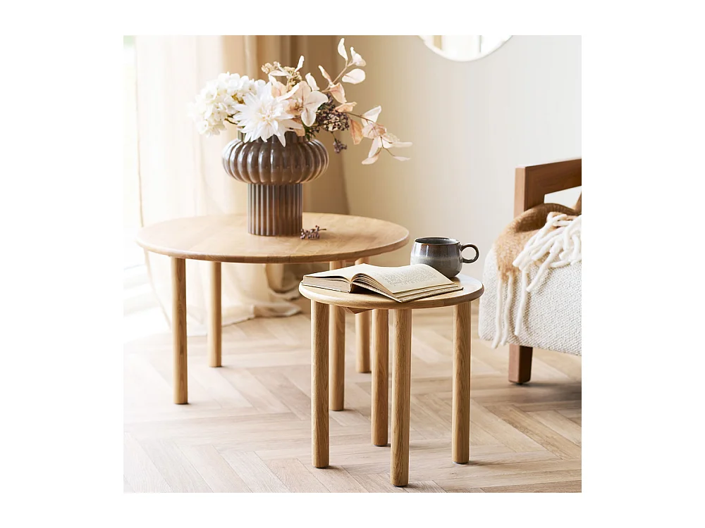 Iselin Couchtisch Beistelltisch Ø40cm Eiche.