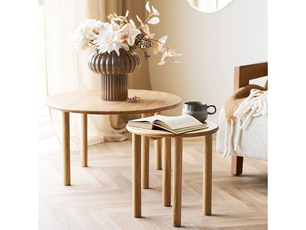 Jena - Table d'appoint ronde en bois ø40cm - Bois clair