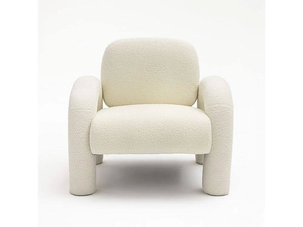 Mio - Fauteuil en tissu bouclette - Blanc