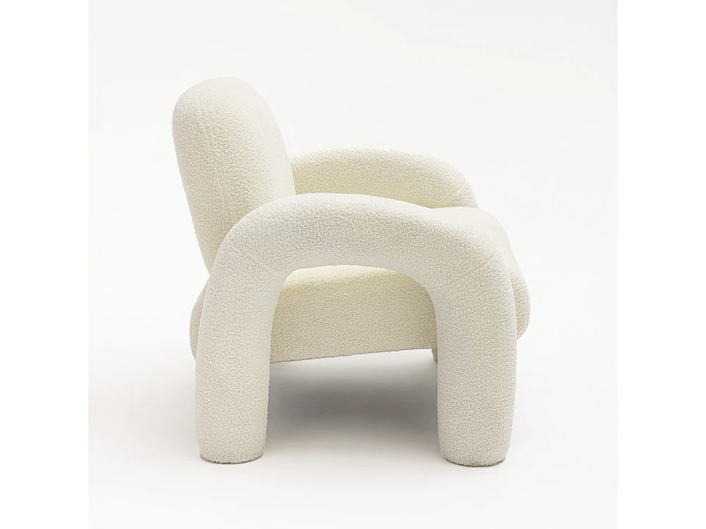 Mio - Fauteuil en tissu bouclette - Blanc