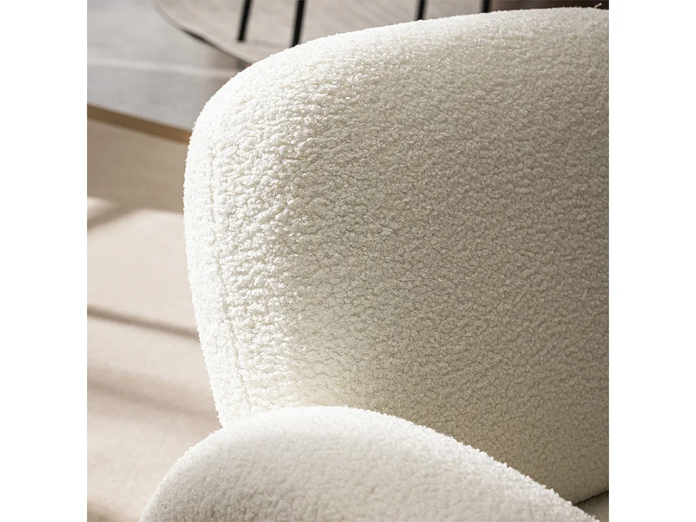 Mio - Fauteuil en tissu bouclette - Blanc