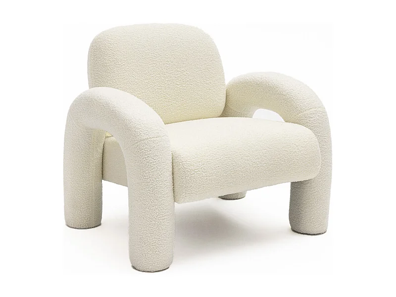 Mio - Fauteuil en tissu bouclette - Blanc