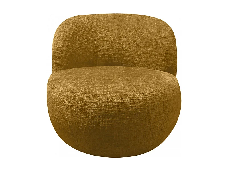 Mo - Fauteuil rond en tissu chenille - Jaune moutarde