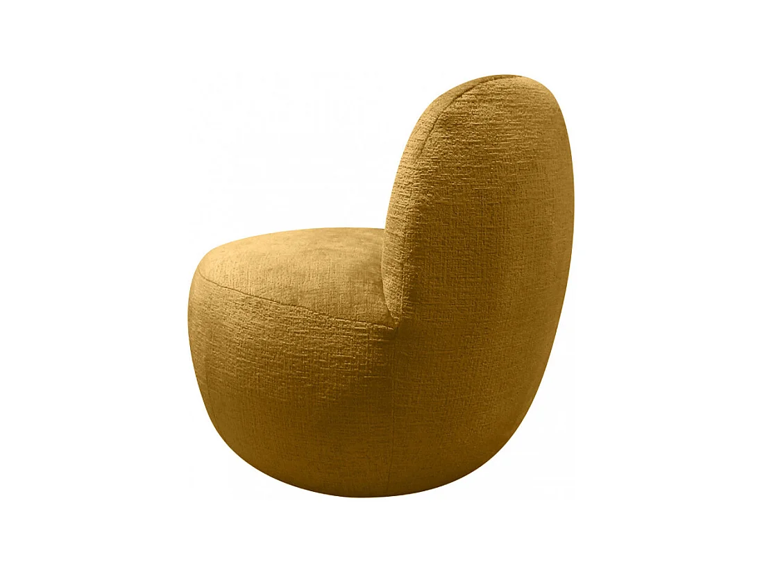 Mo - Fauteuil rond en tissu chenille - Jaune moutarde