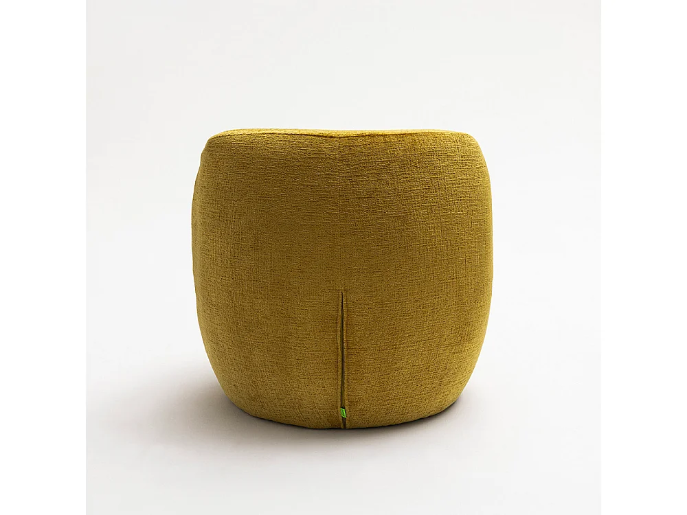 Mo - Fauteuil rond en tissu chenille - Jaune moutarde