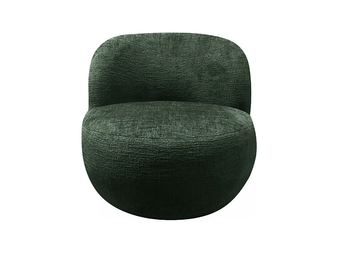 Mo - Fauteuil rond en tissu chenille - Vert kaki