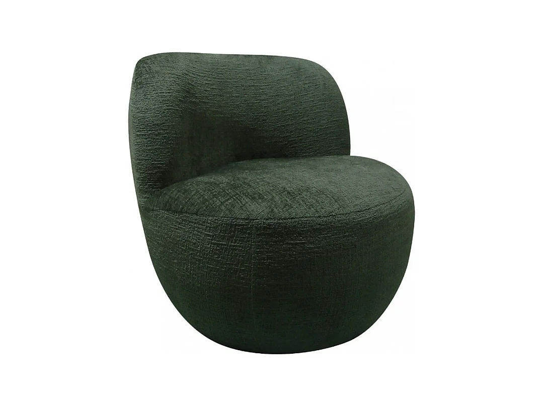 Mo - Fauteuil rond en tissu chenille - Vert kaki
