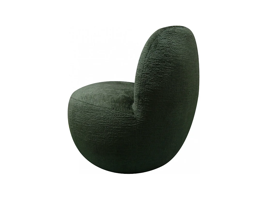 Mo - Fauteuil rond en tissu chenille - Vert kaki