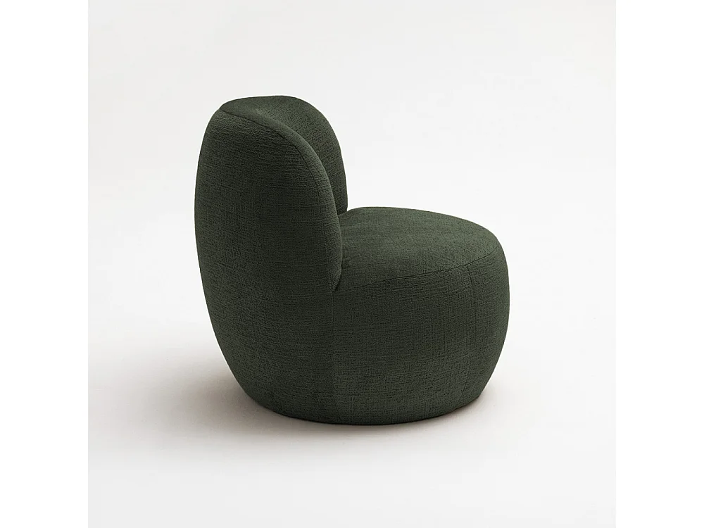 Mo - Fauteuil rond en tissu chenille - Vert kaki