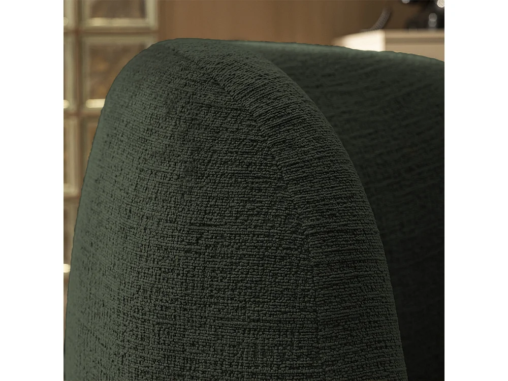 Mo - Fauteuil rond en tissu chenille - Vert kaki