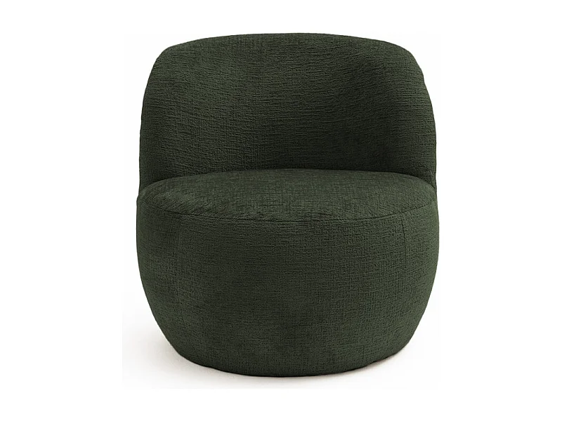 Mo - Fauteuil rond en tissu chenille - Vert kaki