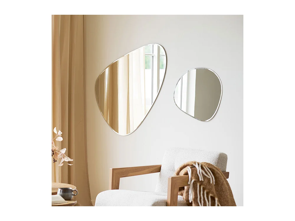 Miroir mural métal argenté de forme organique DEVONPORT – L 50 x H 50cm
