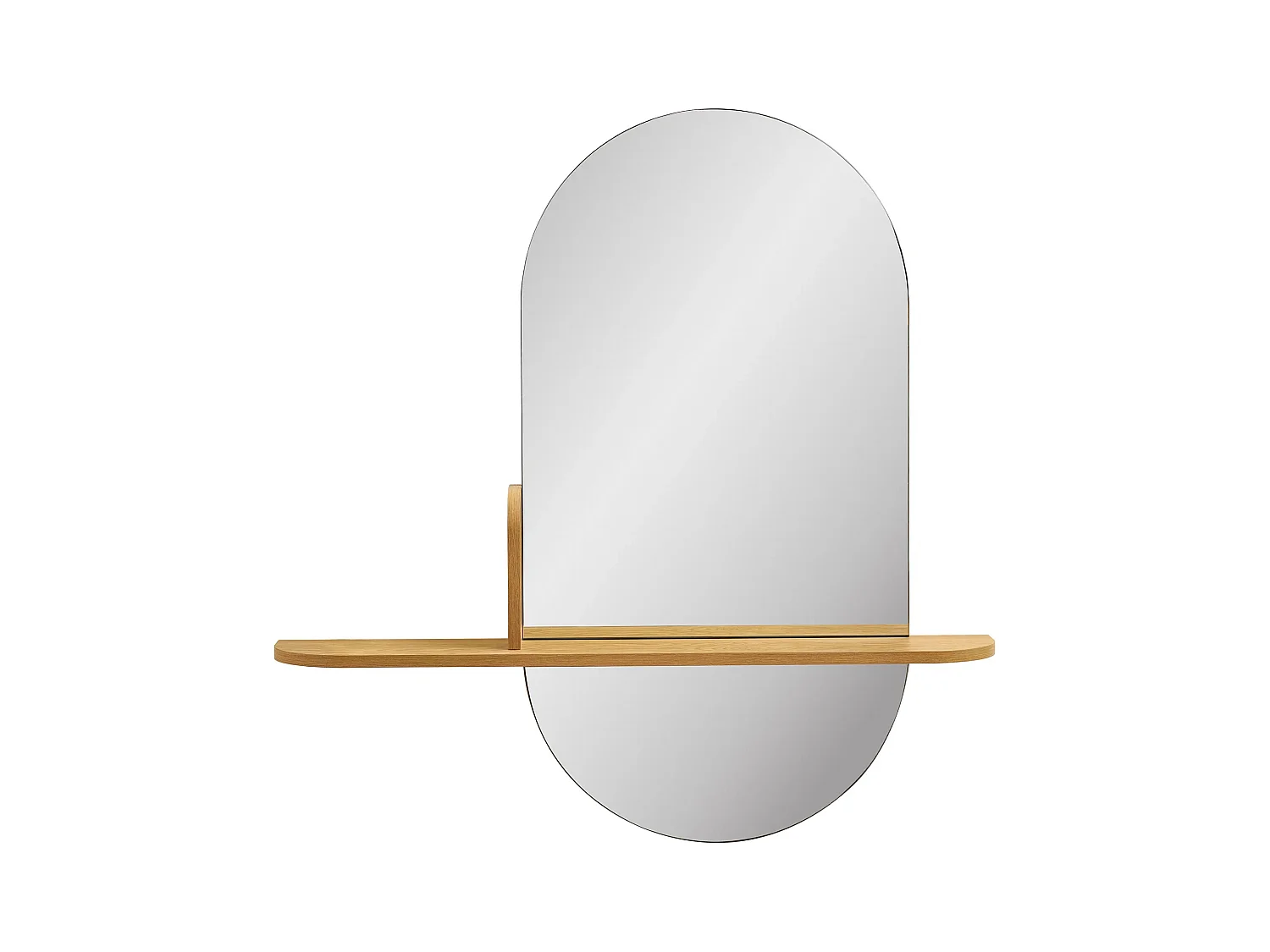 Miroir ovale avec étagère en bois naturel BARCO – L 92 x H 94,5cm