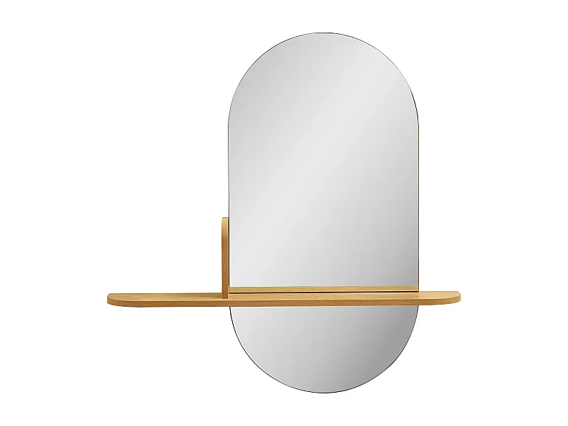 Miroir ovale avec étagère en bois naturel BARCO – L 92 x H 94,5cm