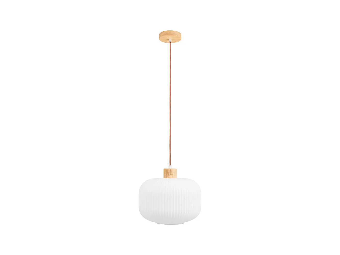 Argalo - Suspension ronde en verre et bois ø30cm - Blanc