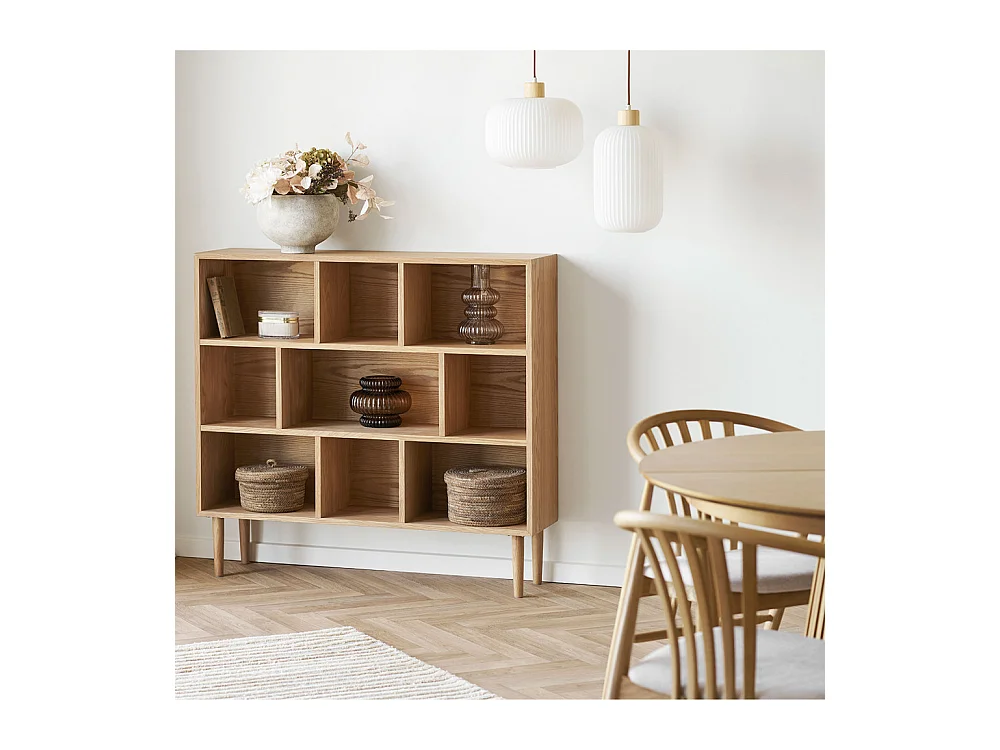 Argalo - Suspension ronde en verre et bois ø30cm - Blanc