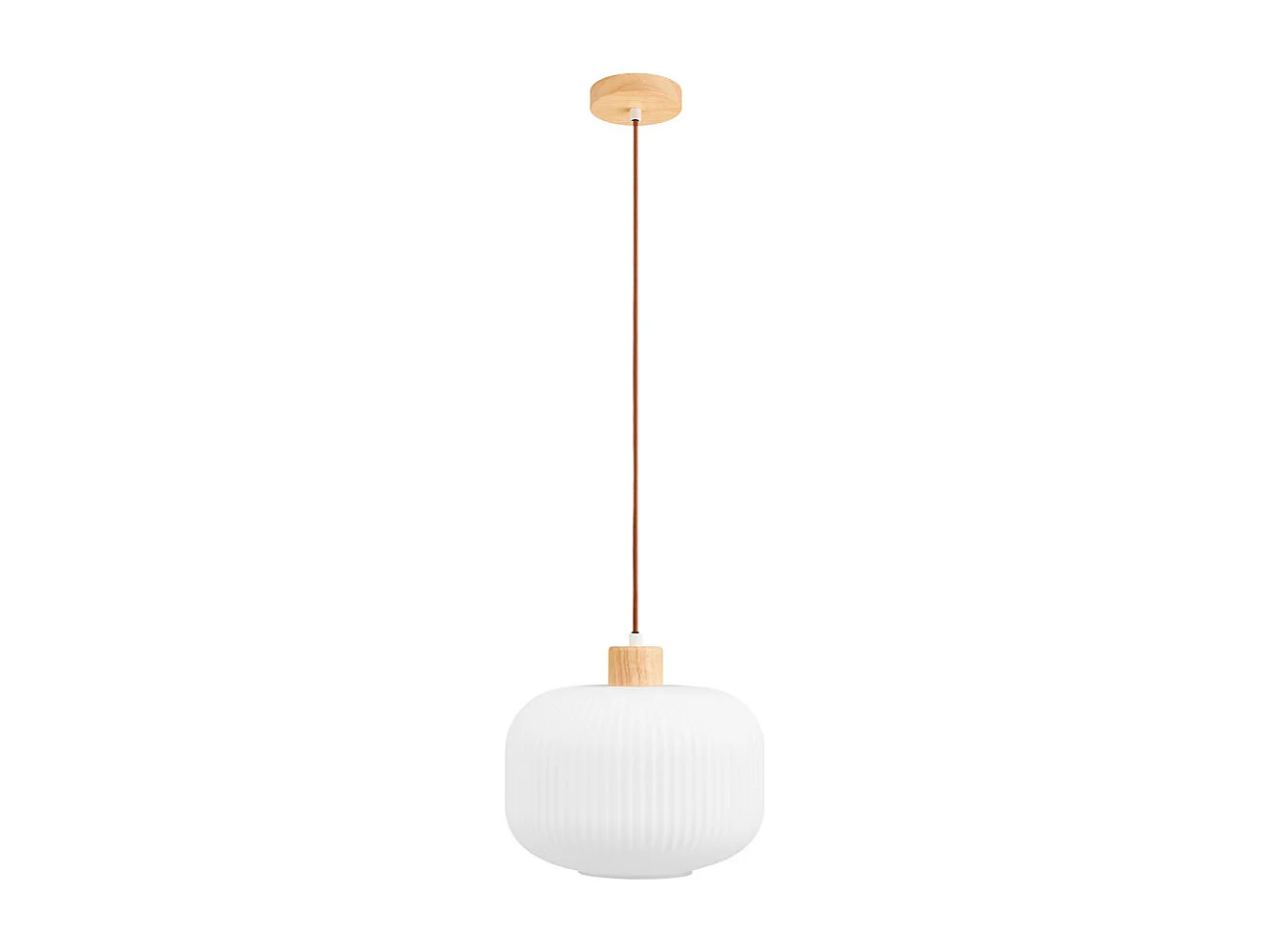 Argalo - Suspension ronde en verre et bois ø30cm - Blanc