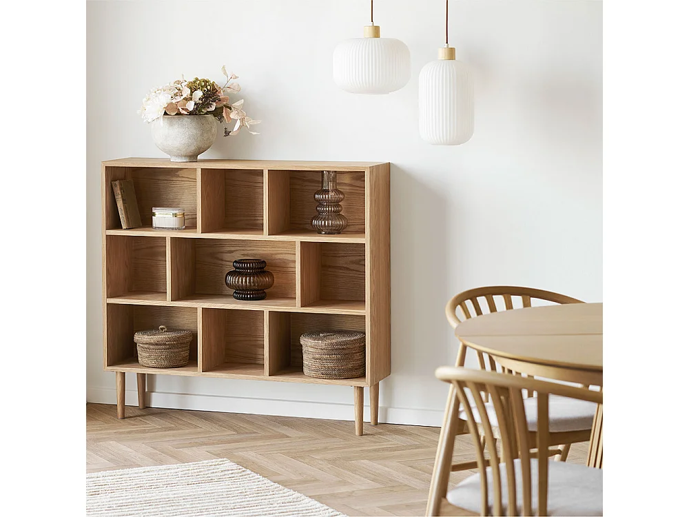 Argalo - Suspension ronde en verre et bois ø30cm - Blanc