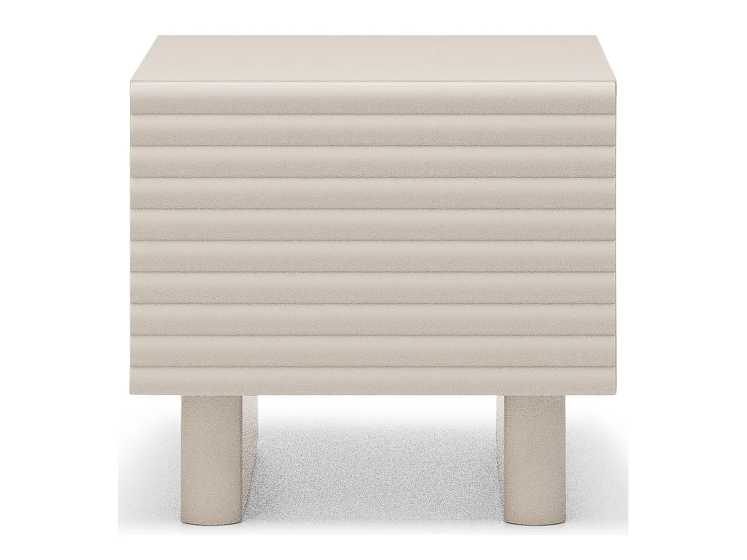 Table de chevet TURKU H 46 cm avec 1 Porte Style Cannelé, Couleur Blanc Cachemire, Design Moderne