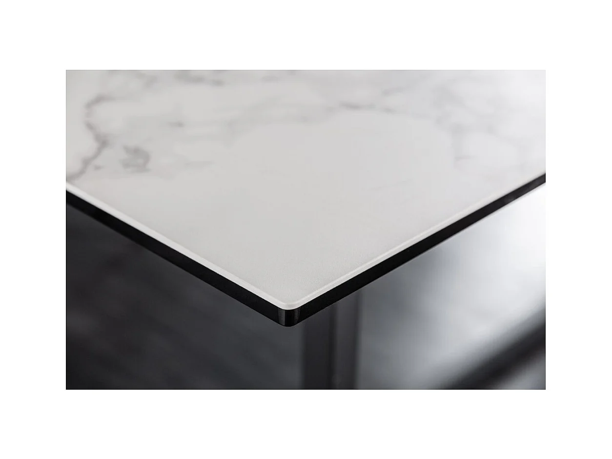 Table de salle à manger SIRAVA – Rectangulaire 200 cm – Effet marbre blanc et structure métal