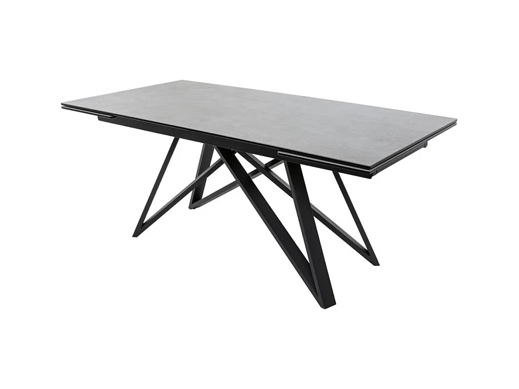 Table de salle à manger LIXOR – Extensible 180 à 260 cm – Plateau effet ciment et structure métal