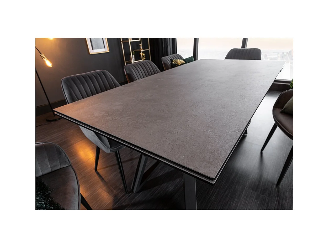Table de salle à manger LIXOR – Extensible 180 à 260 cm – Plateau effet ciment et structure métal