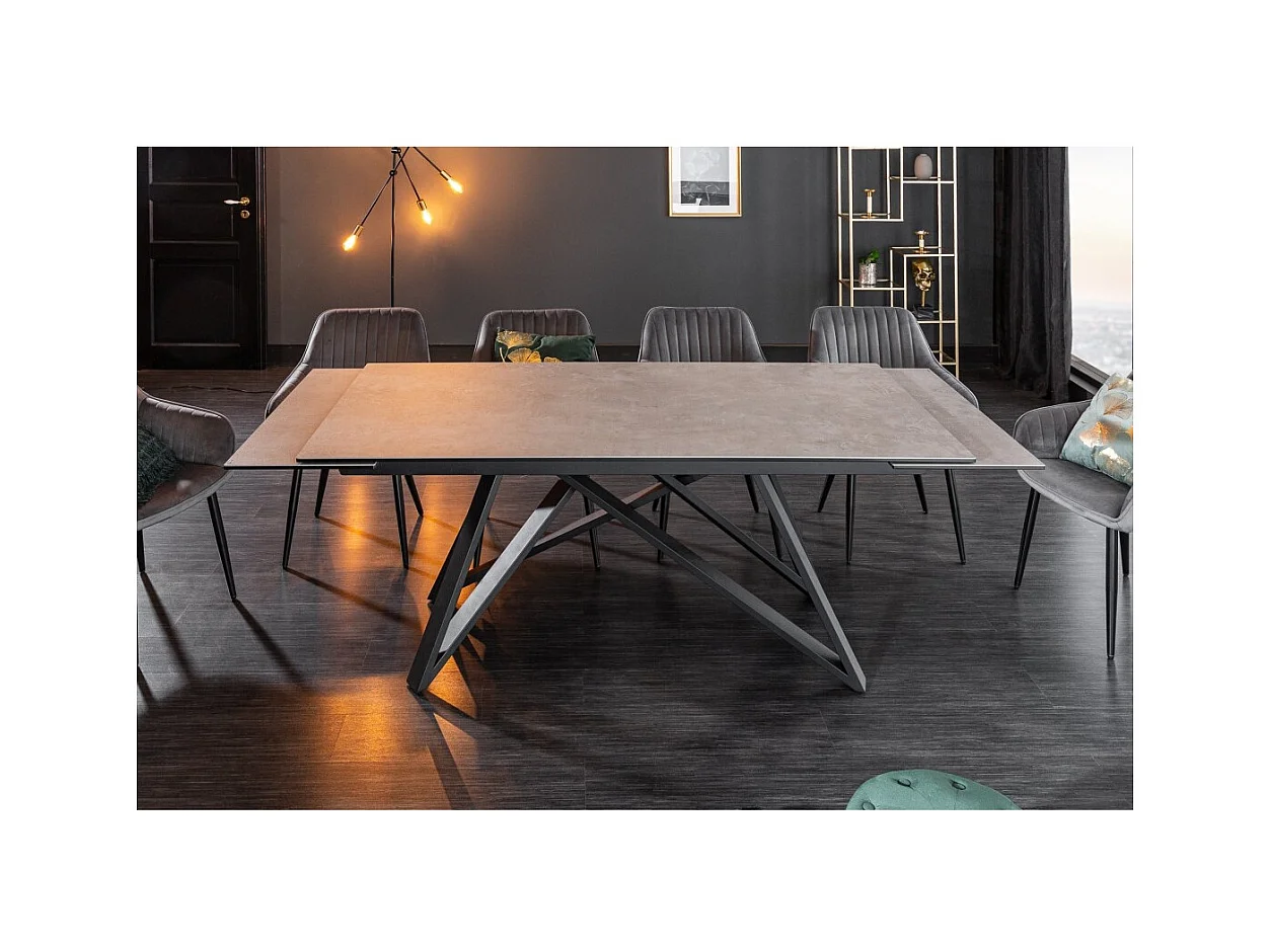 Table de salle à manger LIXOR – Extensible 180 à 260 cm – Plateau effet ciment et structure métal