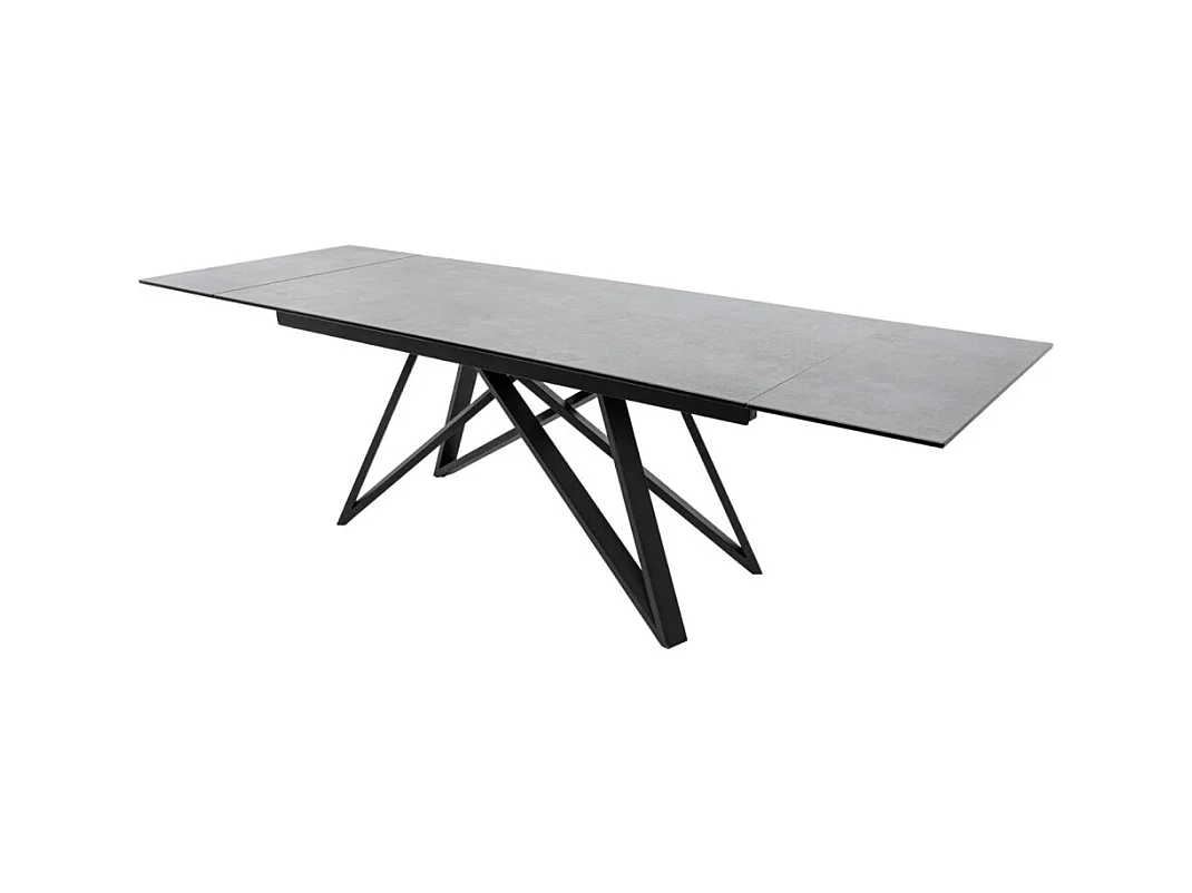 Table de salle à manger LIXOR – Extensible 180 à 260 cm – Plateau effet ciment et structure métal