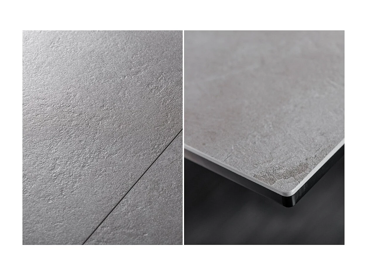 Table de salle à manger LIXOR – Extensible 180 à 260 cm – Plateau effet ciment et structure métal