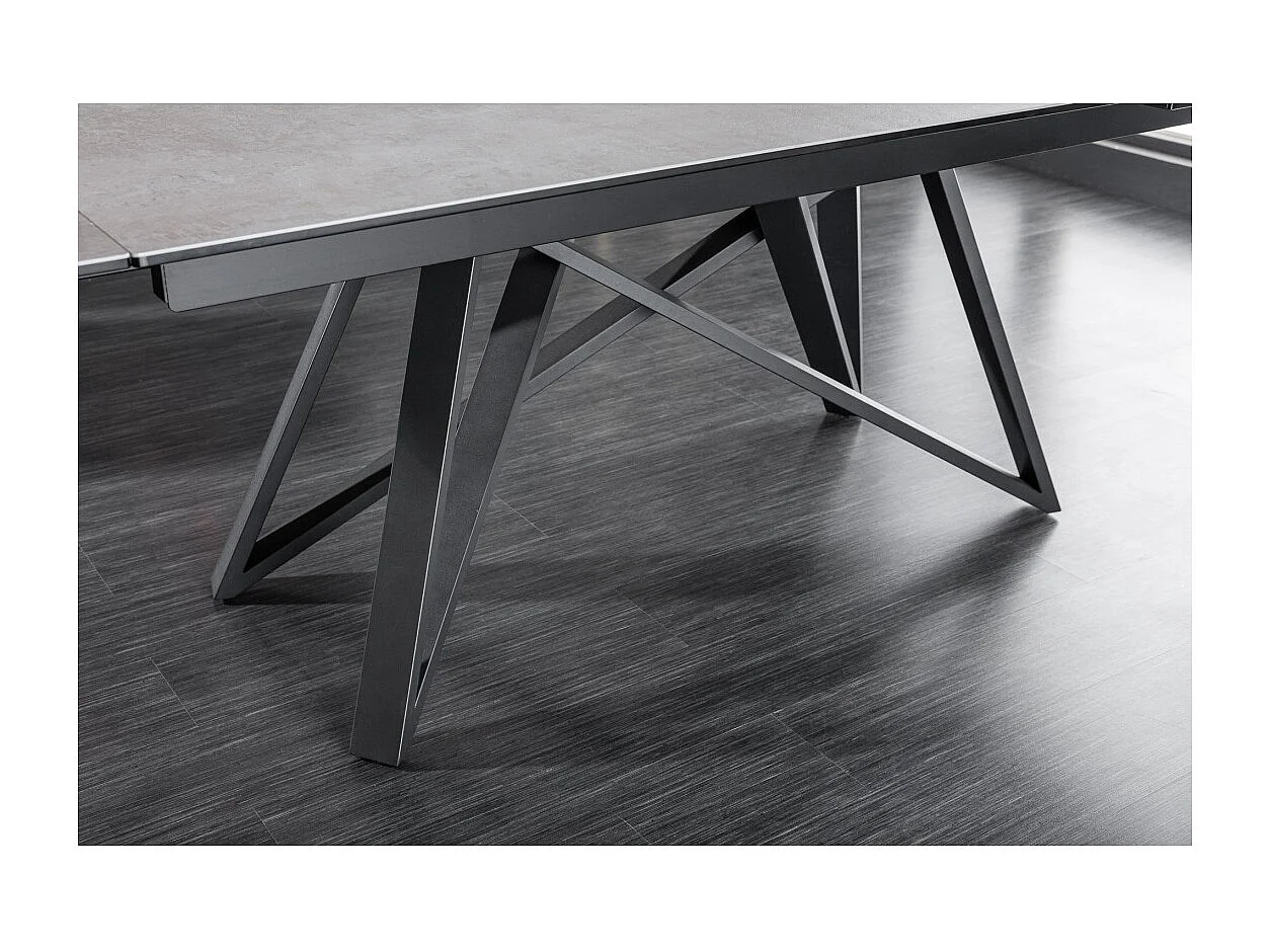 Table de salle à manger LIXOR – Extensible 180 à 260 cm – Plateau effet ciment et structure métal