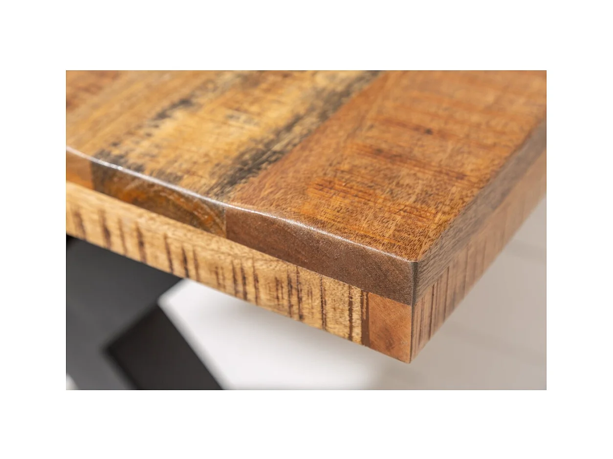 Table de salle à manger LODEN – Bois massif de manguier verni – 240 cm – Style industriel